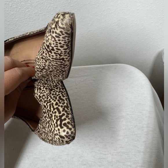 Madewell Maddie Leather Two Tone Spotted Black Brown Cream Almond Toe Heels 9.5 - Picture 10 of 15